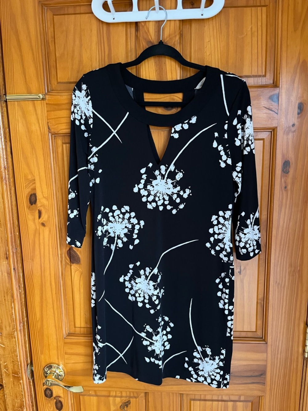 Banana Republic Factory Black Dress with White Floral Print